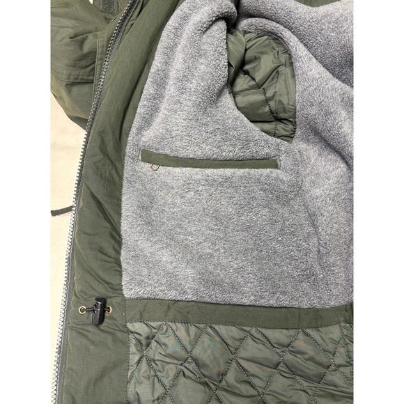 LL Bean Womens Parka Jacket Hooded Faux Fur Lined Olive Green Size Large - Picture 4 of 9